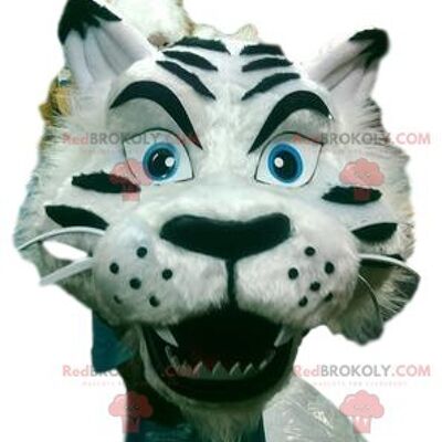 Diente blanco sonriente mascota REDBROKOLY y cepillo de dientes azul / REDBROKO_011646