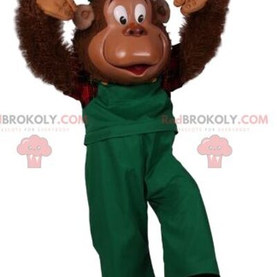 Mascota del oso pardo REDBROKOLY en pantalón azul y camisa / REDBROKO_011835