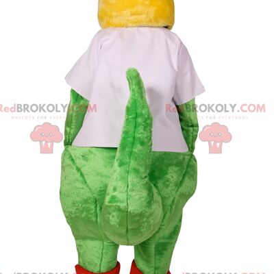 gray rabbit REDBROKOLY mascot with red and white striped pajamas / REDBROKO_011999