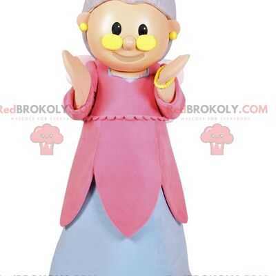 Little smiling fairy REDBROKOLY mascot with a pretty pink dress / REDBROKO_012004