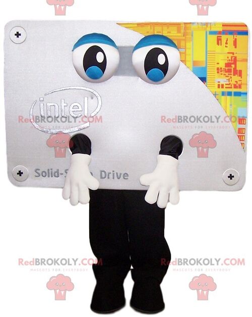 Construction snowman REDBROKOLY mascot in blue work clothes / REDBROKO_012007
