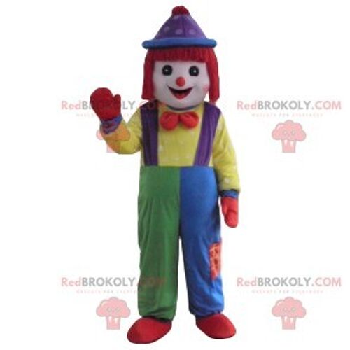 Very cute clown REDBROKOLY mascot with a pastel costume / REDBROKO_012043