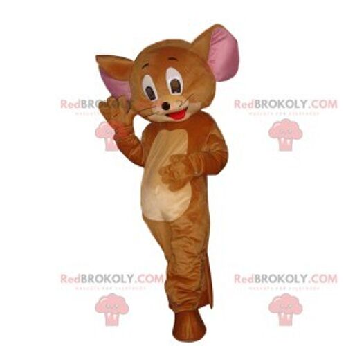 Brown bear REDBROKOLY mascot with a fuchsia pink t-shirt / REDBROKO_012090