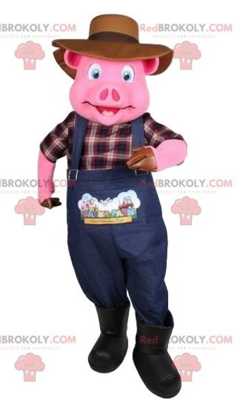 Mascotte de REDBROKOLY, petit cochon rose. Costume de cochon rose. / REDBROKO_012220