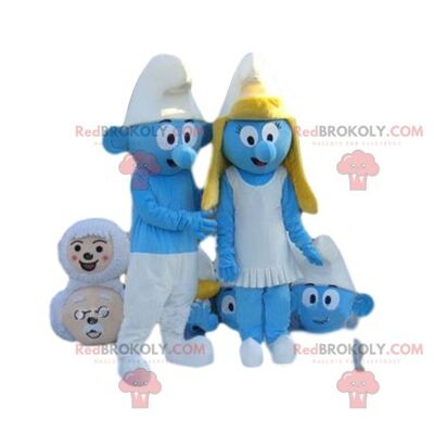 REDBROKOLY mascot blue Smurfette with his white cap / REDBROKO_012271