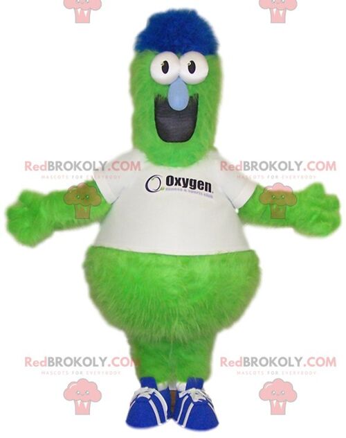Owl REDBROKOLY mascot with a blue jersey and glasses / REDBROKO_012347