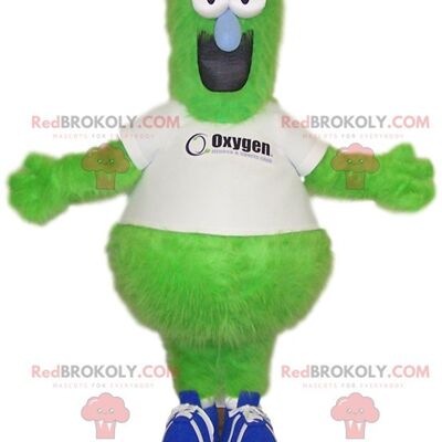 Owl REDBROKOLY mascot with a blue jersey and glasses / REDBROKO_012347