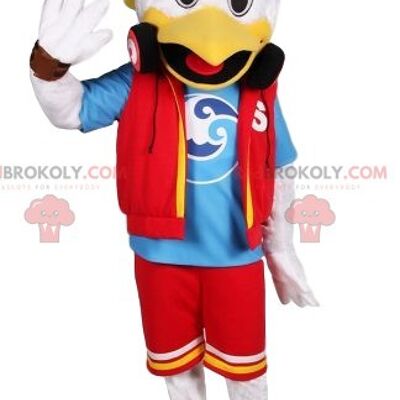 Yellow parrot REDBROKOLY mascot in pirate outfit / REDBROKO_012430