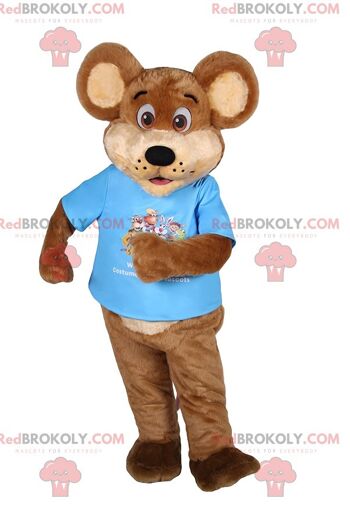 Mascotte de lion REDBROKOLY en tenue de foot bleue. DÉGUISEMENT LION / REDBROKO_012449 2