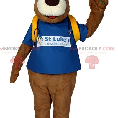 Giant squirrel REDBROKOLY mascot with a blue jersey / REDBROKO_012452