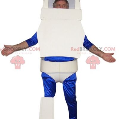 Mascotte REDBROKOLY robot divertente blu e bianco. Costume da robot / REDBROKO_012513