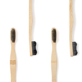 Brosse à dents en bambou adulte - paquet de 4 - poils ondulés - ferme 3