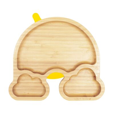 Baby Bamboo Weaning Suction Section Plate - Over The Rainbow - Yellow