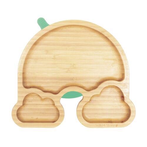 Baby Bamboo Weaning Suction Section Plate - Over The Rainbow - MediumSeaGreen