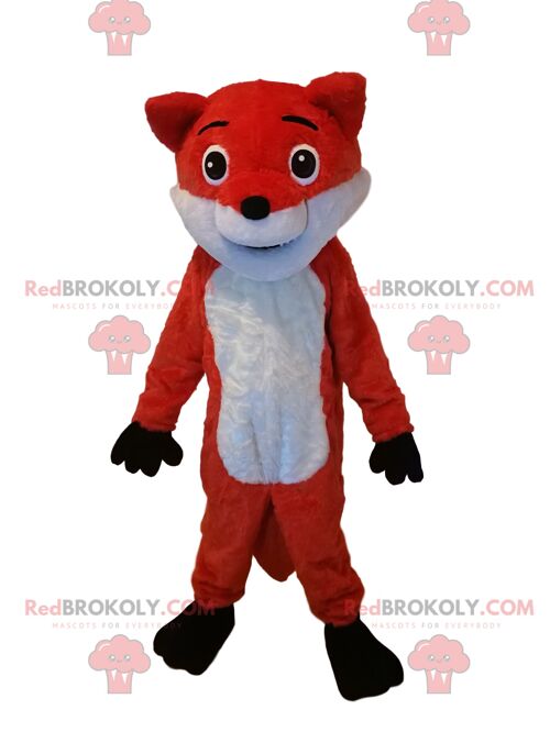Bear REDBROKOLY mascot with gray overalls. Bear costume / REDBROKO_012671