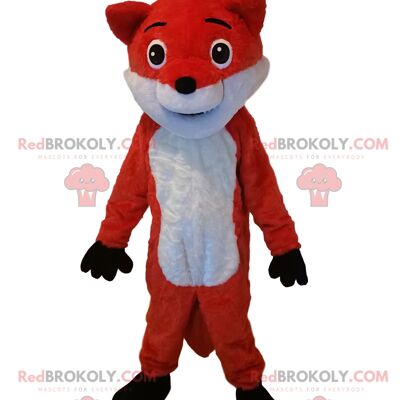 Mascotte d'ours REDBROKOLY avec une salopette grise. Déguisement d'ours / REDBROKO_012671