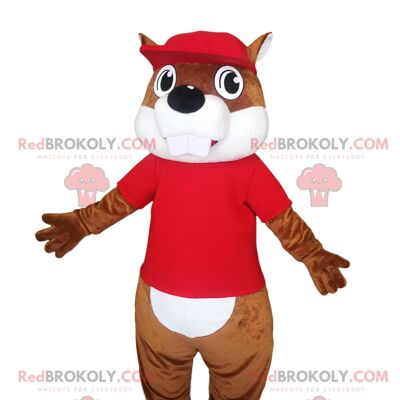 REDBROKOLY Maskottchen kleine Figur mit rotem Hoodie. /REDBROKO_012673