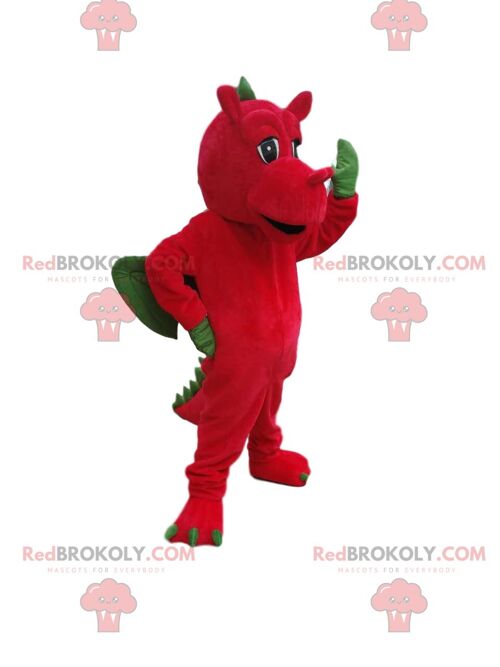 Super comic green dragon REDBROKOLY mascot. Dragon costume / REDBROKO_012779