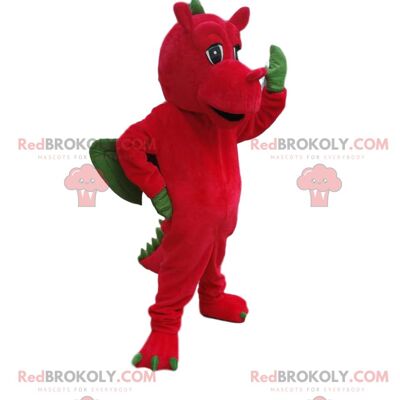 Super comic green dragon REDBROKOLY mascot. Dragon costume / REDBROKO_012779