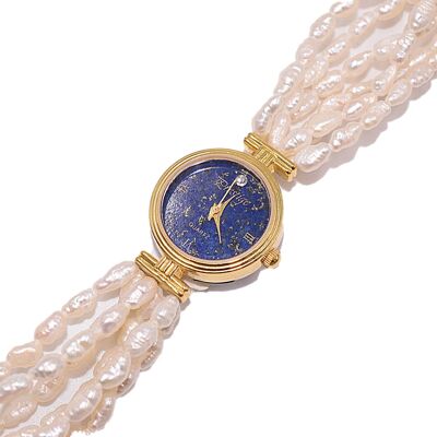 Reloj con auténticas perlas cultivadas de agua dulce.