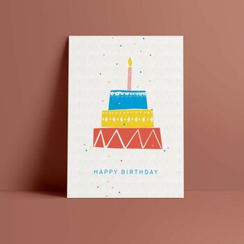 Carte postale // Gâteau "Happy Birthday"