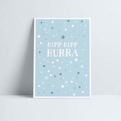 Postkarte // »Hipp Hipp Hurra« blau