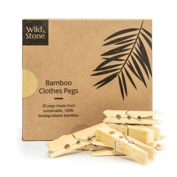 Piquets à linge en bambou - biodégradables et végétaliens - paquet de 20 1