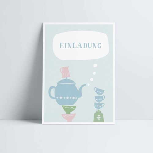 Postkarte // Teekanne »Einladung«