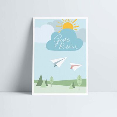 Postal // Avión de papel »Bon Voyage«