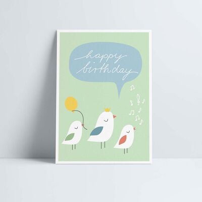 Cartolina // Uccello da festa »Buon compleanno«