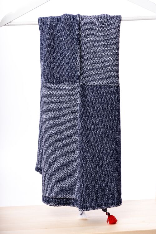 Cotton Baby Blanket knitted squared denim