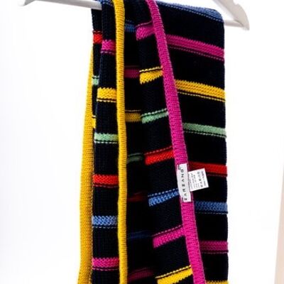 Coperta lavorata a maglia BABY/bambini in lana merino naturale a righe multicolori Marine
