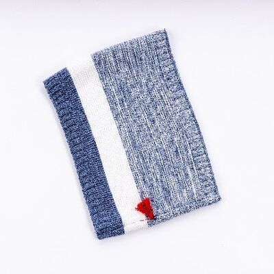 baby/ kids merino/cotone knitted Snood, bianco-blu scandinavo