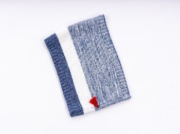 Snood en maille mérinos/coton pour bébé/enfant, blanc-bleu scandinave