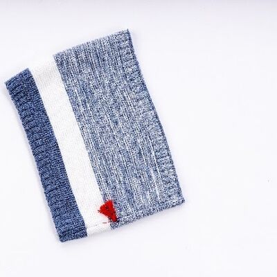 baby/ kids merino/cotone knitted Snood, bianco-blu scandinavo