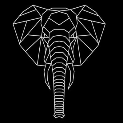 Geometrische olifant - Wit Neegroot