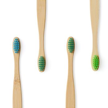 Brosse à dents en bambou pour enfants, paquet de 4, couleur aqua 3