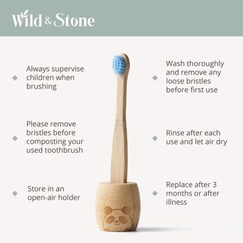 Brosse à dents en bambou pour enfants, paquet de 4, couleur aqua 8