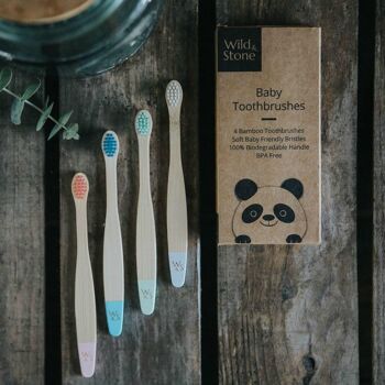 Brosse à dents pour bébé en bambou - paquet de 4 - poils extra doux 4