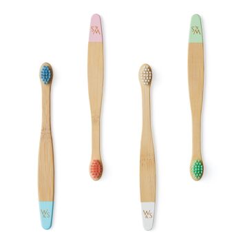 Brosse à dents pour bébé en bambou - paquet de 4 - poils extra doux 2