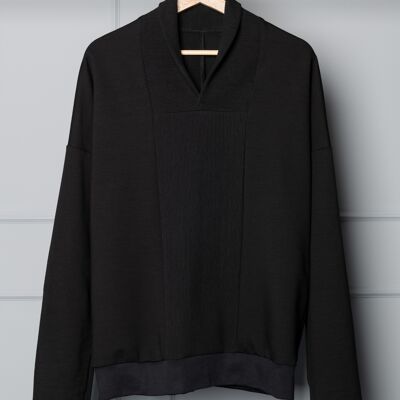 Tuoni schwarzer Pullover mit Schalkragen
