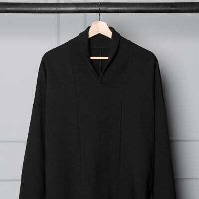 Tuoni schwarzer Pullover mit Schalkragen
