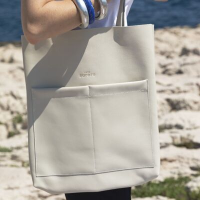 Tote Bag en cuir coloris écru