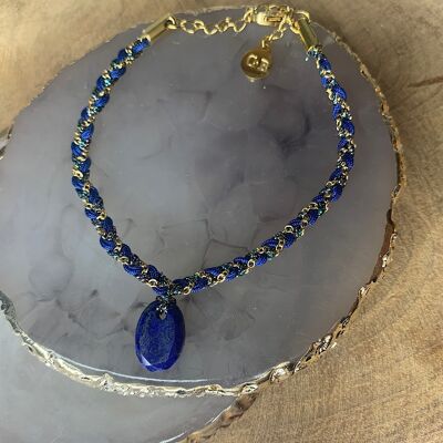 GRI GRI LAPIS LAZULI BRAIDED BRACELET STAINLESS STEEL GOLD