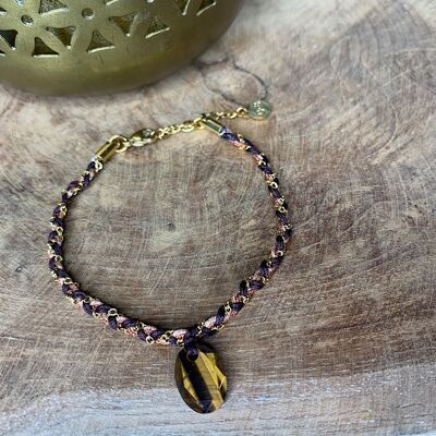 GRI GRI BRAID BRACELET TIGER EYE STAINLESS STEEL GOLD