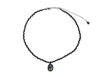 Collier tresse gri gri labradorite acier inoxydable 3