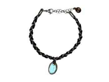 Bracelet tresse gri gri labradorite acier inoxydable 2