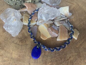 Bracelet tresse gri gri lapis lazuli acier inoxydable 1