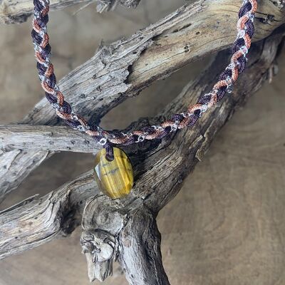 BRAIDED BRACELET GRI GRI TIGER EYE STAINLESS STEEL