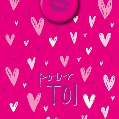 Amour - Carte double « pour toi » avec badge magnétique